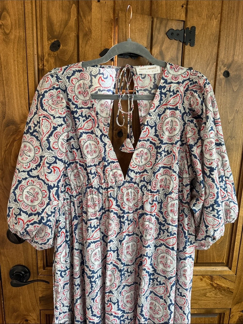 Chufy X Mango 

Chufy x Mango Bohemian Red & Blue Paisley Summer Maxi
Dress sz.M - Picture 3 of 5